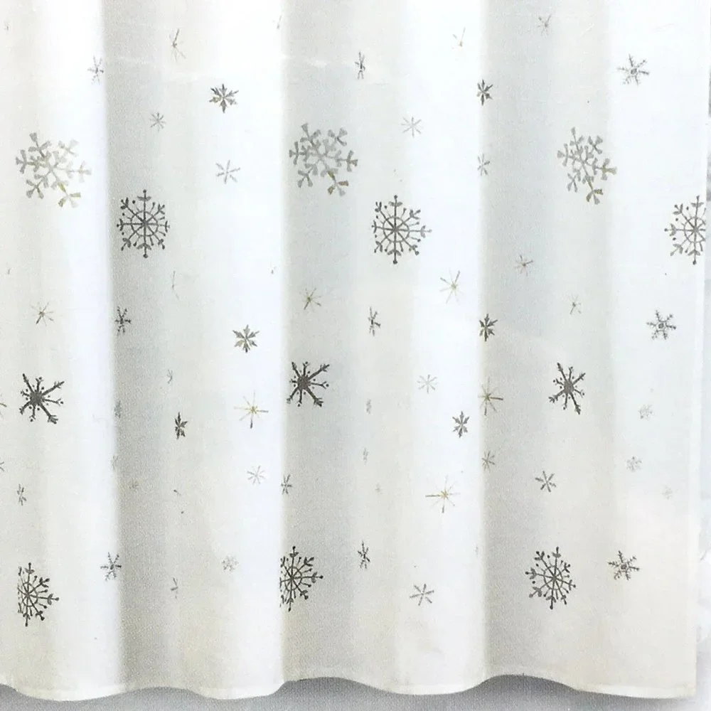 Envogue Shimmer Snowflake Shower Curtain Silver Gold Snowfall Christmas Holiday